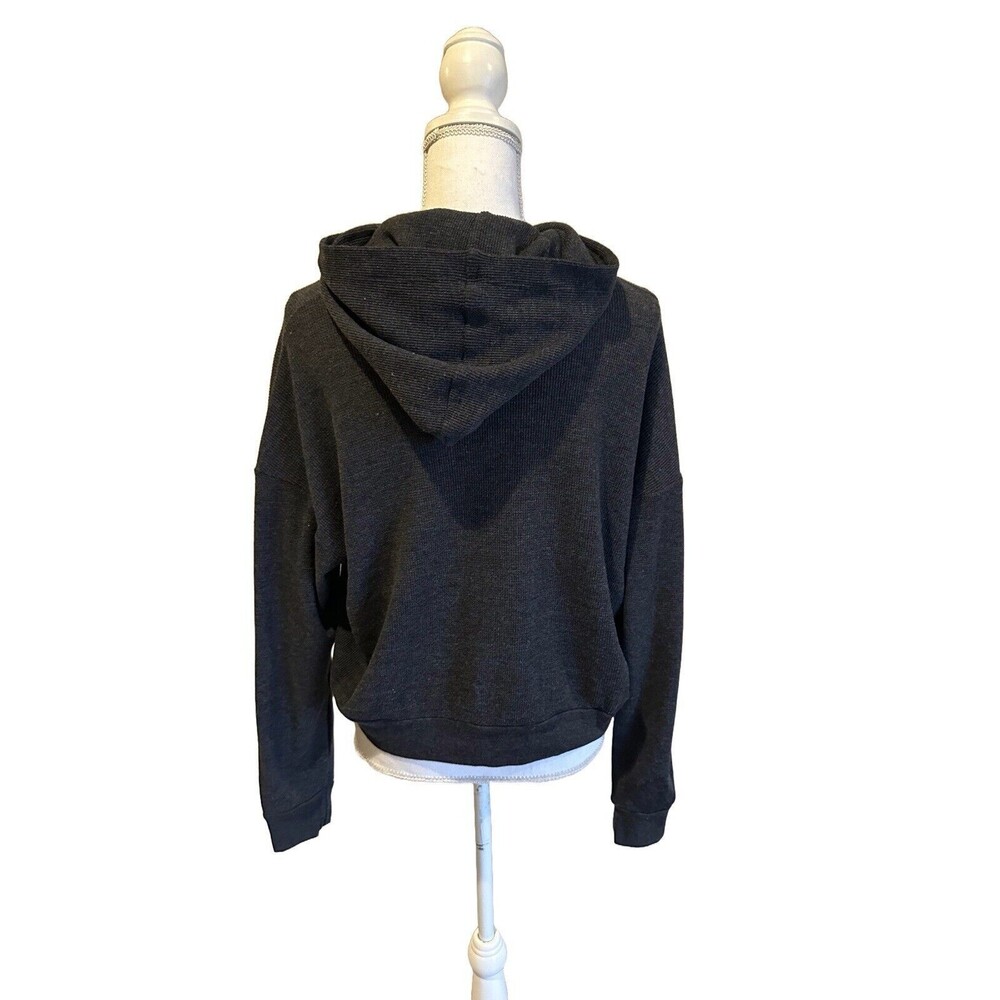 NWT Sundry Anthropologie Cropped Hooded Sweatshirt Size 1 Small Gray Thermal - Picture 3 of 7
